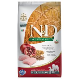 12kg Adult Medium & Maxi Kip, Spelt, Haver & Granaatappel Farmina N&D Hondenvoer