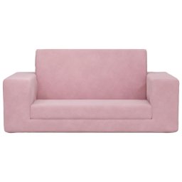 vidaXL Kinderslaapbank 2-zits zacht pluche roze