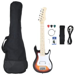 vidaXL Gitaar voor kinderen elektrisch met tas 3/4 30" bruin en wit