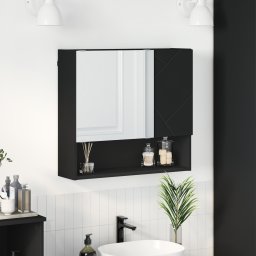 vidaXL Spiegelkast Zwart 59 x 17 x 55 cm Bewerkt hout