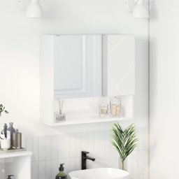 vidaXL Spiegelkast Hoogglans wit 59 x 17 x 55 cm Bewerkt hout