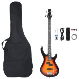 vidaXL Basgitaar voor beginners elektrisch met tas 4/4 46" bruin zwart