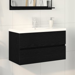 vidaXL Badkamertenk te kast Zwart Eiken 80 x 39 x 62 cm Bewerkt hout