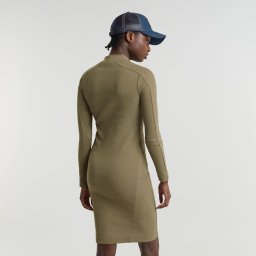 Ergonomic Slim Rib Jurk - Groen - Dames