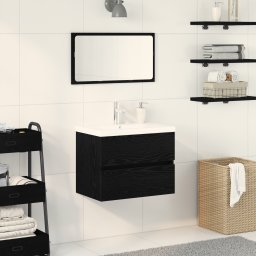 vidaXL Badkamertenk te kast Zwart Eiken 60 x 39 x 62 cm Bewerkt hout