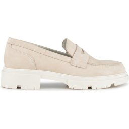 PS Poelman SOPHIE - maat 41 - Dames Suède Nubuck Leren Chunky Loafers Mocassins Instappers - Beige N