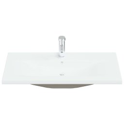vidaXL Inbouwwastafel met kraan 91x39x18 cm keramiek wit