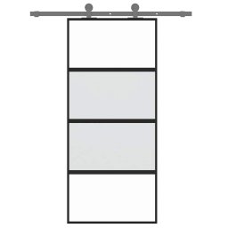 vidaXL Schuifdeur 90x205 cm gehard glas en aluminium zwart
