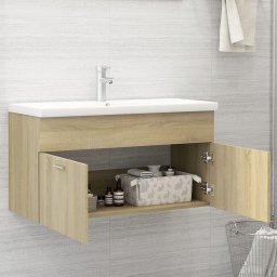 vidaXL Wastafelkast met ingebouwde wastafel bewerkt hout sonoma eiken