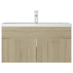 vidaXL Wastafelkast met ingebouwde wastafel bewerkt hout sonoma eiken