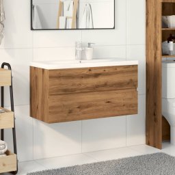 vidaXL Wastafelkast met ingebouwde wasbak artisanaal eikenkleurig
