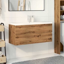 vidaXL Wastafelkast met ingebouwde wasbak artisanaal eikenkleurig