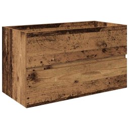 vidaXL Wastafelkast met ingebouwde wasbak en kraan oud houtkleurig
