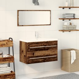 vidaXL Badkamertenk te kast met lade Oud Hout 80 x 38,5 x 48 cm