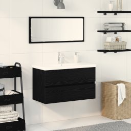 vidaXL Badkamertenk te kast Zwart Eiken 80 x 39 x 62 cm Bewerkt hout