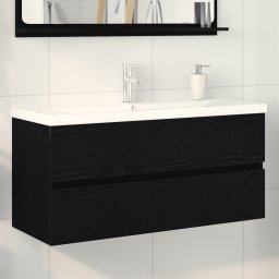 vidaXL Badkamertenk te kast Zwart Eiken 100 x 39 x 62 cm Bewerkt hout