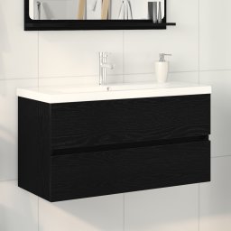 vidaXL Badkamertenk te kast Zwart Eiken 90 x 39 x 62 cm Bewerkt hout