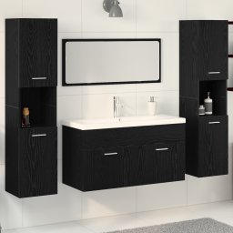 vidaXL Badkamermeubelset 4 st Zwart Eiken 30 x 30 x 130 cm