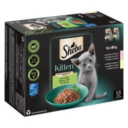 12x 85g Sheba Kitten Varianten Vershoudzakjes Zalm en Kip Katten Natvoer