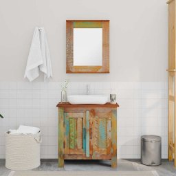 vidaXL Badkamerset met kast en spiegel massief gerecycled hout