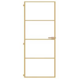 vidaXL Binnendeur smal 83x201,5 cm gehard glas en aluminium goudkleur