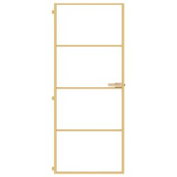vidaXL Binnendeur smal 83x201,5 cm gehard glas en aluminium goudkleur