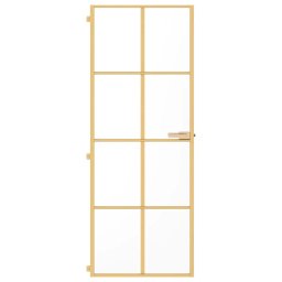 vidaXL Binnendeur smal 76x201,5 cm gehard glas en aluminium goudkleur