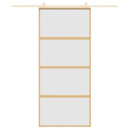 vidaXL Schuifdeur 90x205 cm mat ESG-glas en aluminium goudkleurig