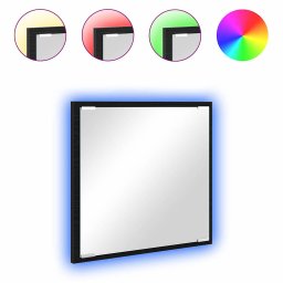 vidaXL LED Badkamer Spiegel Zwart Eiken 40 x 37 x 8.5 cm Bewerkt hout