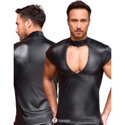 * NEK Shirt met V-Cut-out & frontring, NK2161818
