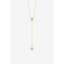 Just Franky ketting Universe Dubbele Diamant Ster geelgoud
