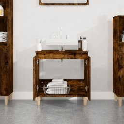 vidaXL Wastafelkast 58x33x60 cm bewerkt hout gerookt eikenkleurig