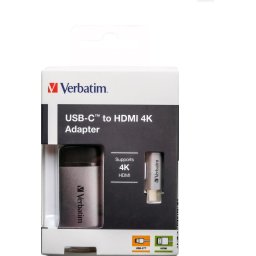 Verbatim 49143 USB-C Adapter [1x USB-C stekker - 1x HDMI-bus] Zilver (mat) 0.10 m