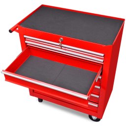 vidaXL Gereedschapswagen 7 lades rood