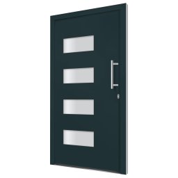 vidaXL Voordeur 100x200 cm aluminium en PVC antraciet