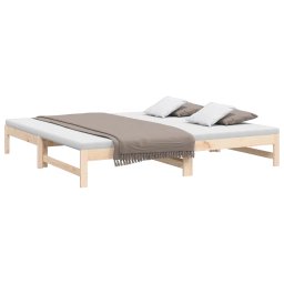 vidaXL Slaapbank uitschuifbaar 2x(80x200) cm massief grenenhout