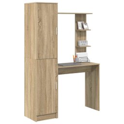 vidaXL Bureau met plank met opslag met de deur 2 st Sonoma Eiken