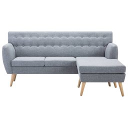 vidaXL Bank L-vormig 171,5x138x81,5 cm stoffen bekleding lichtgrijs