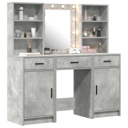 vidaXL Make-up tafel set met LED 3 st Beton Grijs 50 x 41 x 135 cm
