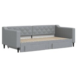 vidaXL Slaapbank met onderschuifbed en lades 90x190 cm stof lichtgrijs
