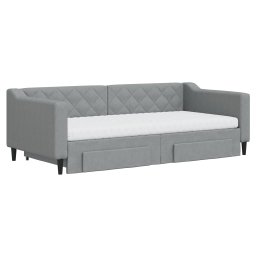 vidaXL Slaapbank met onderschuifbed en lades 90x190 cm stof lichtgrijs