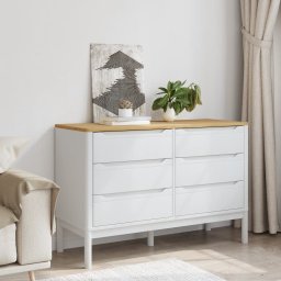 vidaXL Ladekast FLORO massief grenenhout wit