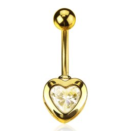 Navelpiercing hart met steen - goud