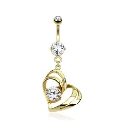 Navelpiercing sier hartje met steen - goud