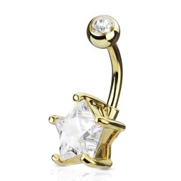 Navelpiercing star met steen - goud