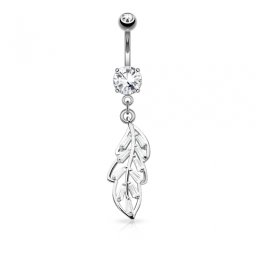 Navelpiercing CZ blaadje - zilver