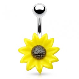 Navelpiercing zonnebloem - zilver