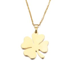 Ketting klavertje 4 gelukshanger goud kleur