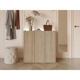 Schoenenkast PEASY 3 deuren scandinavische eik/hoogglans wit