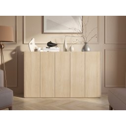 Schoenenkast PEASY 5 deuren scandinavische eik/hoogglans wit